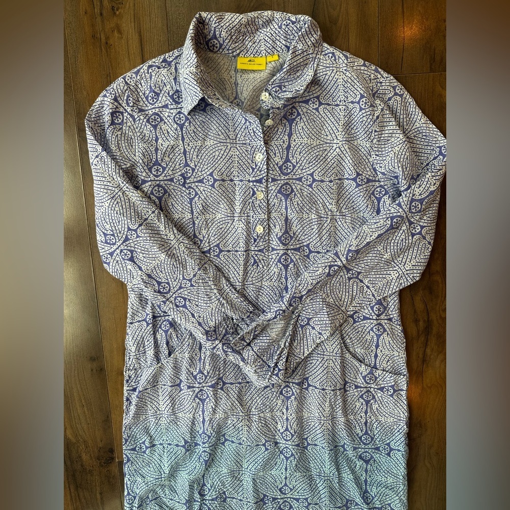Roberta Roller Rabbit Blue Print Shirt Dress | Long Sleeve Cotton S - Picture 6 of 6